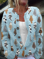 Charlotte™ | Cozy Cat Print Cardigan