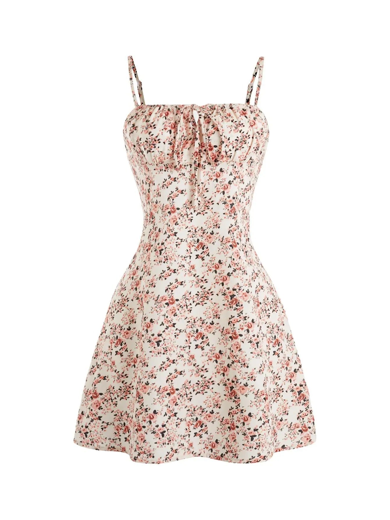 Scarlett | Women's Floral Ruched Spaghetti Strap Evening Gown Mini Dress