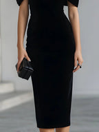 Raina™ Elegant Suede Midi Dress