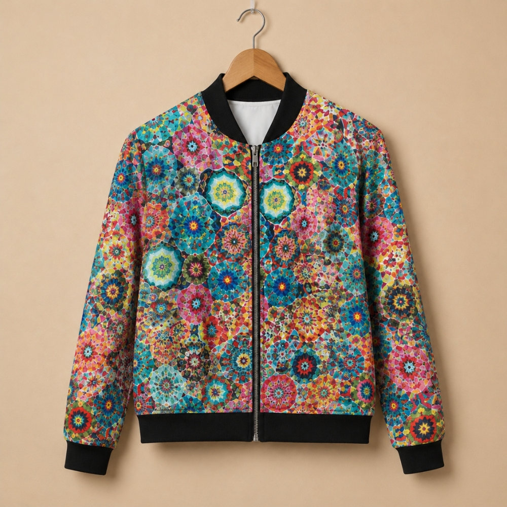Casual Floral Print Bomber Jacket