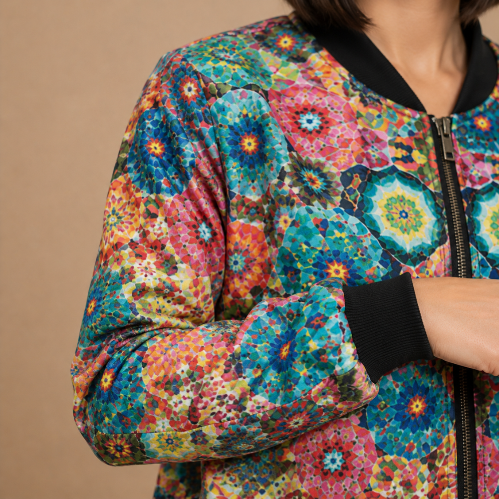 Casual Floral Print Bomber Jacket