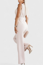 V-Neck Montserrat Jumpsuit with Knot Detail and Crossed Design
