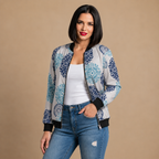Casual Floral Print Bomber Jacket