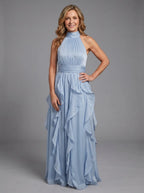Orea™ High Neck Gathered Ruffle Layers Maxi Dress