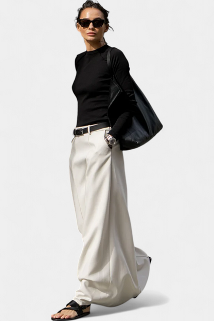 Ada H-Line Solid Color Minimalist Skirt