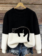 Aileen™ | Elegant Cat Print Oversized Sweater