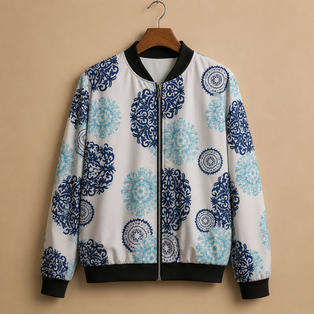 Casual Floral Print Bomber Jacket