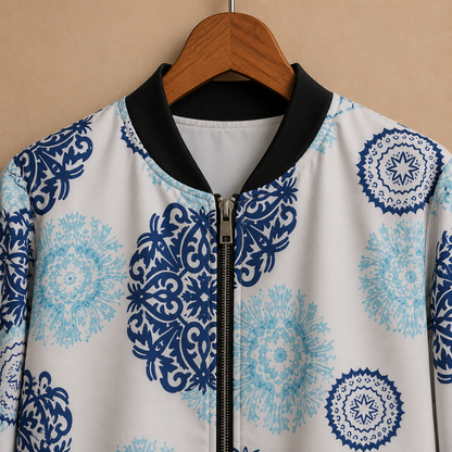 Casual Floral Print Bomber Jacket