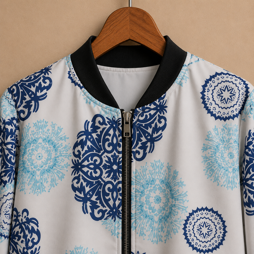 Casual Floral Print Bomber Jacket