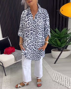 Isobel™ Elegant Leopard Printed Collar Blouse