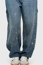 Rhinestone-Embellished Dariya Cargo Balloon Jeans