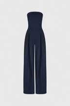 Structured Neckline Sleeveless Jumpsuit with Wide-Leg Pants by Llona
