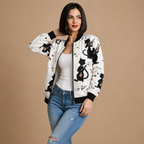 Casual Floral Print Bomber Jacket