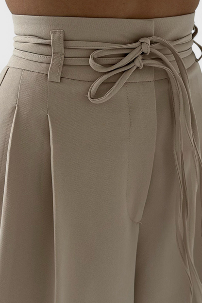 Sophie High-Waisted Wide-Leg Trousers with Cord Accents
