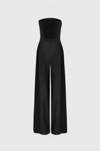 Structured Neckline Sleeveless Jumpsuit with Wide-Leg Pants by Llona