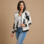 Casual Floral Print Bomber Jacket