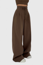 Sophie High-Waisted Wide-Leg Trousers with Cord Accents