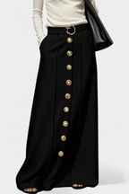 Ada Front Button Casual Skirt with Side Pockets