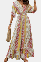 Bohemian V-Neck Jumpsuit with Flowing Sleeves by Ayana