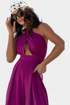 Jessica Wide-Leg Backless Halter Jumpsuit