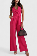 V-Neck Montserrat Jumpsuit with Knot Detail and Crossed Design