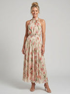 Aurelle™ Halter Neck Floral Midi Dress