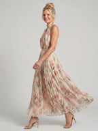 Aurelle™ Halter Neck Floral Midi Dress