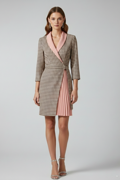 Women’s Blazer Dress with Notched Collar and Straight Hem