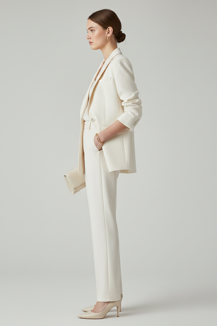 Women’s Blazer Set with Defined Shape and Straight-Leg Trousers