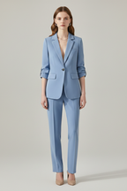 Women’s Blazer Set with Notched Lapel and Straight-Leg Trousers