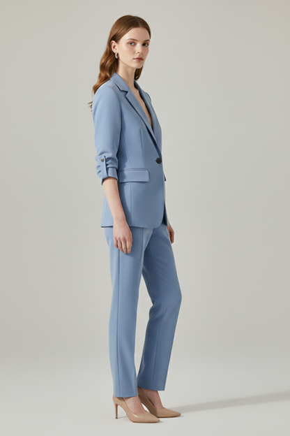 Women’s Blazer Set with Notched Lapel and Straight-Leg Trousers