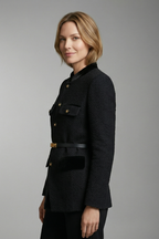 Women’s Blazer with Belted Waist and Button Closure