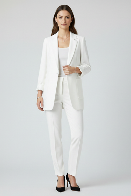 Women’s Blazer with Open Front and Structured Lapel