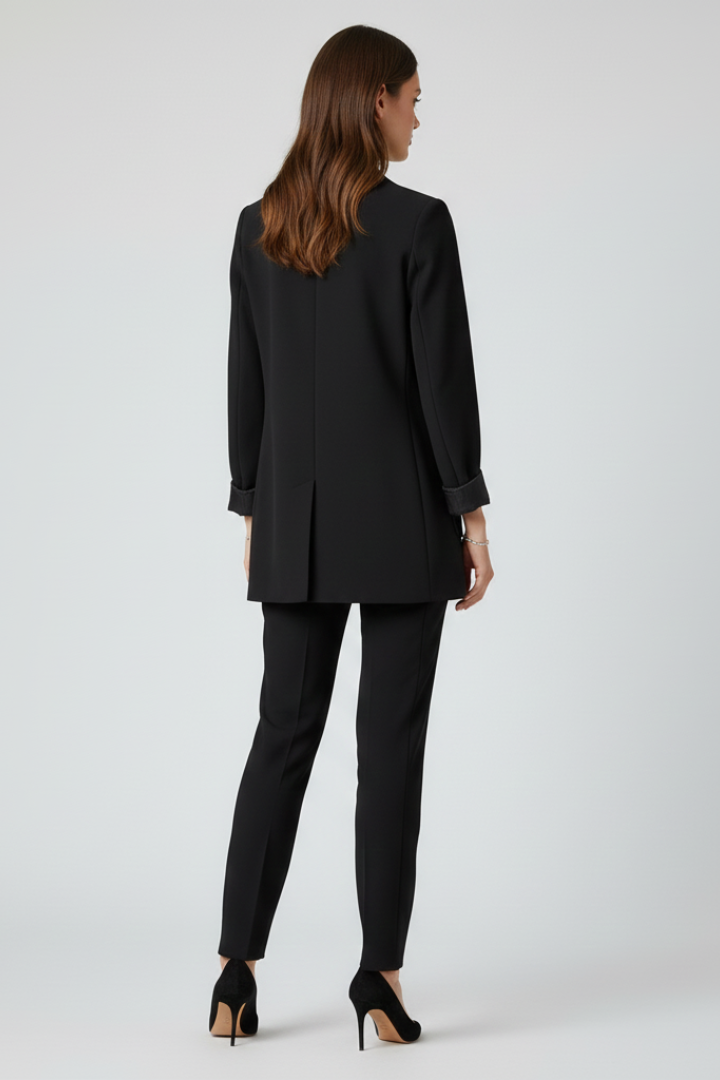 Women’s Blazer with Open Front and Structured Lapel
