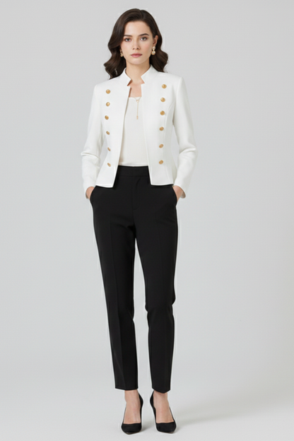 Women’s Blazer with Stand Collar and Button Detailing