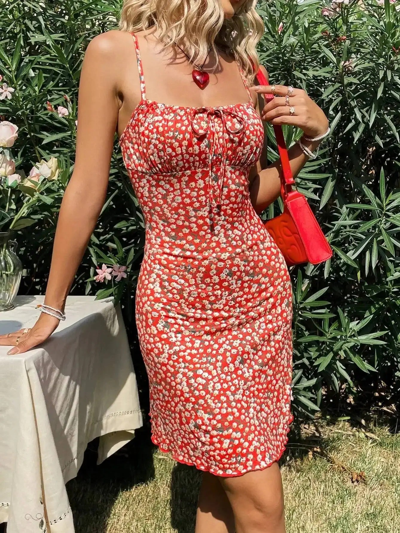 Scarlett | Women's Floral Ruched Spaghetti Strap Evening Gown Mini Dress