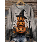 Della | Playful Halloween Striped Sweatshirt