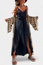 Donatila Washed Cotton Jumpsuit with Crisscross Neckline and Open Legs