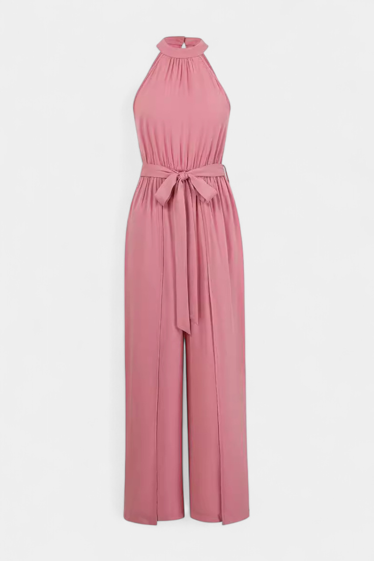 Asymmetrical One-Shoulder Jumpsuit with Bow Accent by Nyree