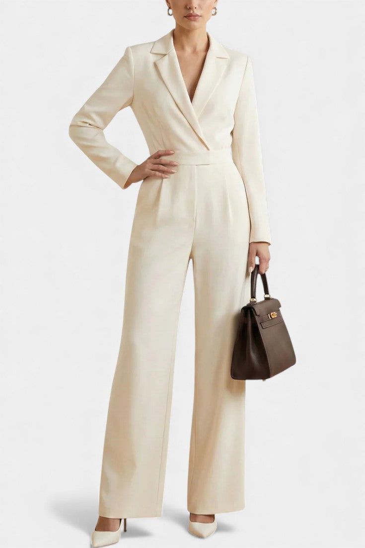 Ximena High-Waisted Long Sleeve Jumpsuit Featuring Pockets