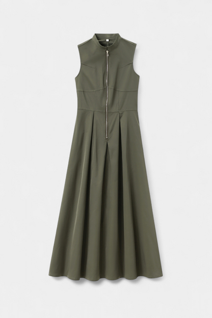 Blanca Pleated Wide Leg Jumpsuit with Round Neck