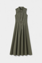 Blanca Pleated Wide Leg Jumpsuit with Round Neck