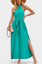 Asymmetrical One-Shoulder Jumpsuit with Bow Accent by Nyree