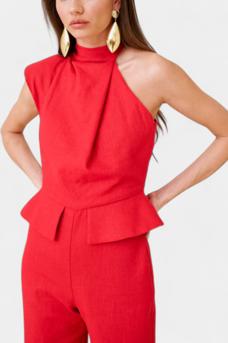 Asymmetrical Linen-Cotton Jumpsuit by Nerida