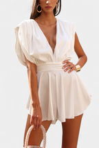 Rosalba Chic Cape Jumpsuit with Plunging Neckline and Tailored Waist
