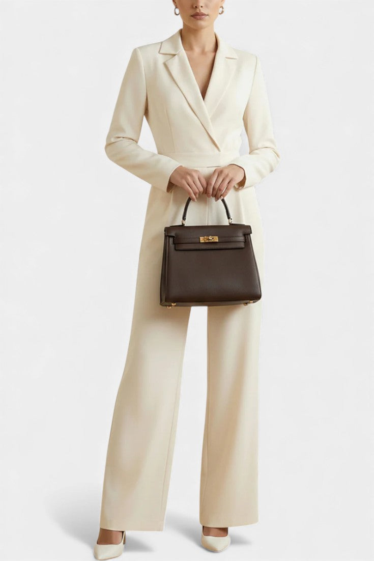 Ximena High-Waisted Long Sleeve Jumpsuit Featuring Pockets