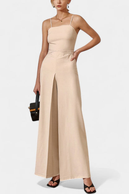 Lindsey Strapless Wide Leg Jumpsuit with Tied Waist