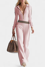 Angélise Contrast Striped Hooded Knitted Jumpsuit