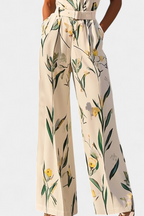Slara White V-Neck Jumpsuit with Belted Waist