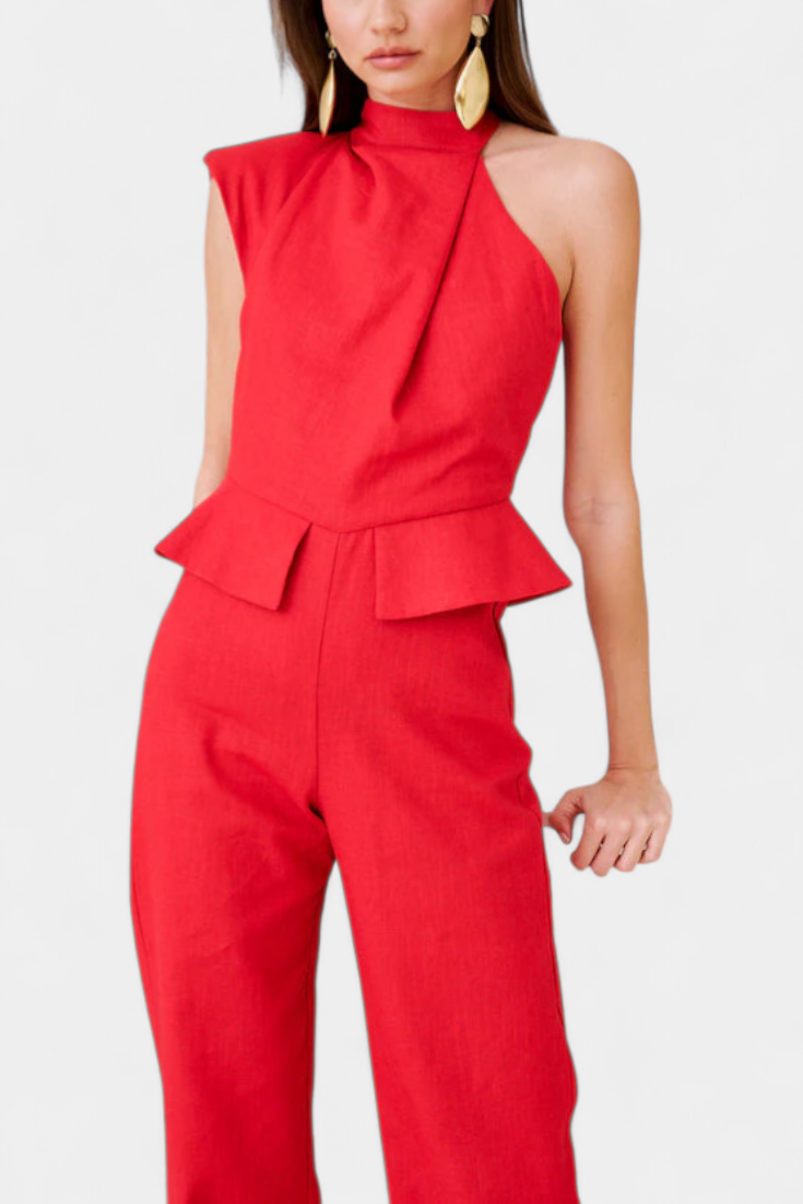 Asymmetrical Linen-Cotton Jumpsuit by Nerida